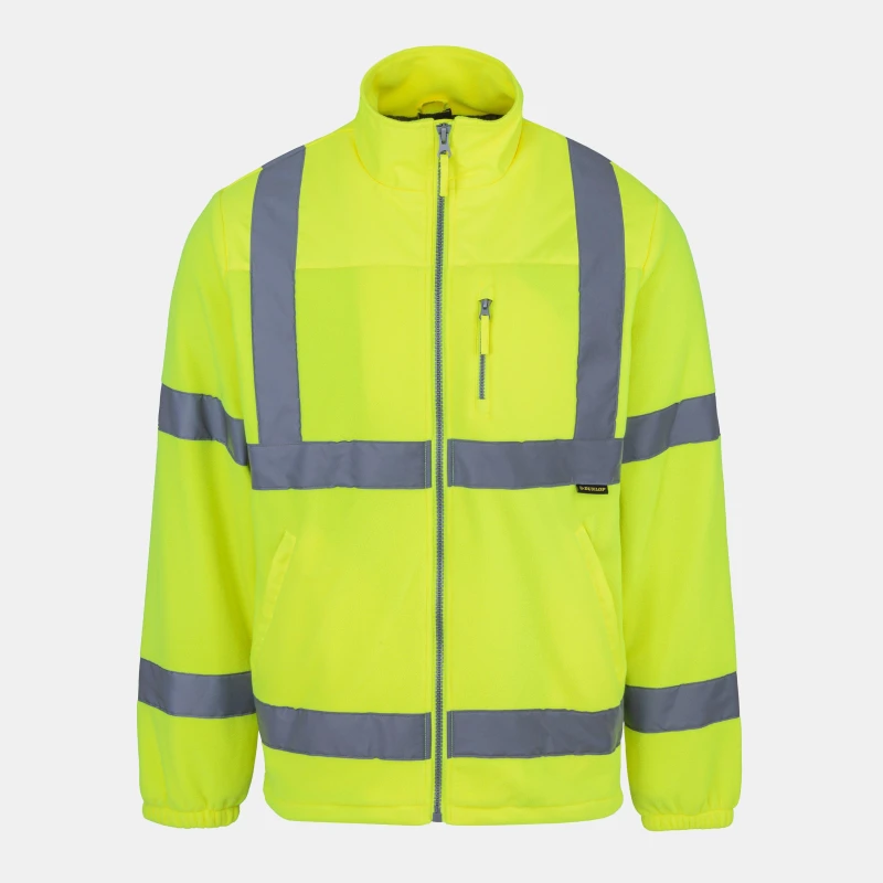 Image of Dunlop Mens Hi-Vis Reflective Fleece Long Sleeve Jacket Yellow male XS