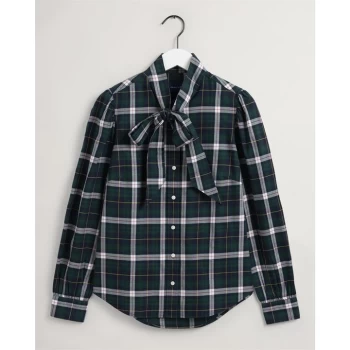 Image of Gant Bow Check Shirt Womens - TARTAN GRN 374