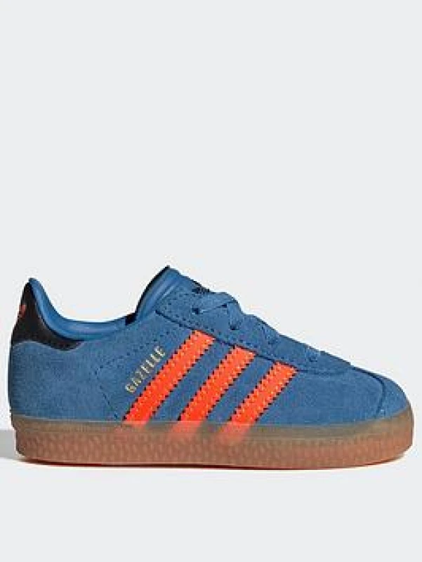 Image of Adidas Kids Gazelle 2 Infant Trainers Focus Blue Solar Orange Black, 4infant
