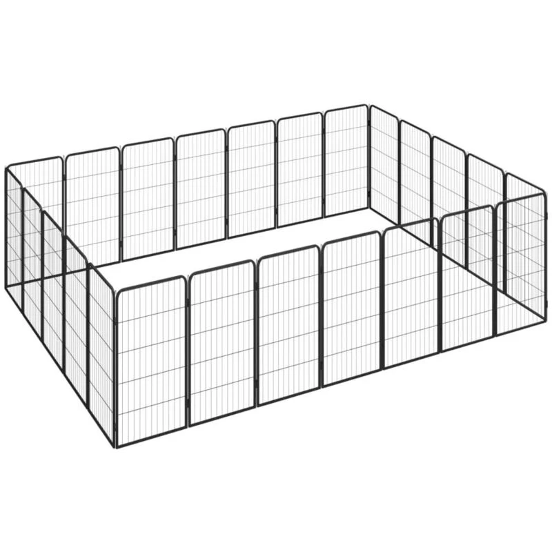 Image of VIDAXL 24-Panel Dog Playpen Black 50x100cm Powder-coated Steel Vidaxl 8720287158950