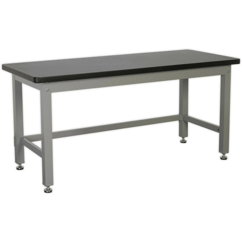 Image of Loops Steel Industrial Workbench - 1800mm x 750mm Laminate Worktop - Adjustable Feet Metallics