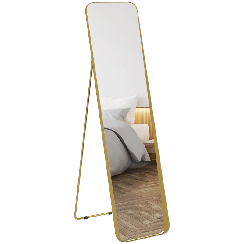 Image of HOMCOM Rectangular Full Length Mirror for Bedroom, 40 x 160 cm, Gold Tone, Gold 83D-010V00GD