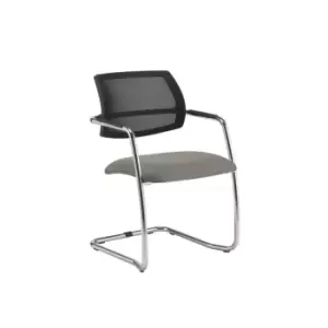 Image of Dams MTO Tuba Chrome Cantilever Frame Conference Chair with Half Mesh Back - Tar