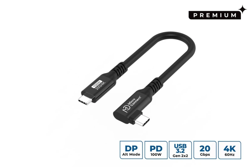 Image of Microconnect USB3.2CC015-A USB cable USB 3.2 Gen 2x2 0.15 m USB C Blac