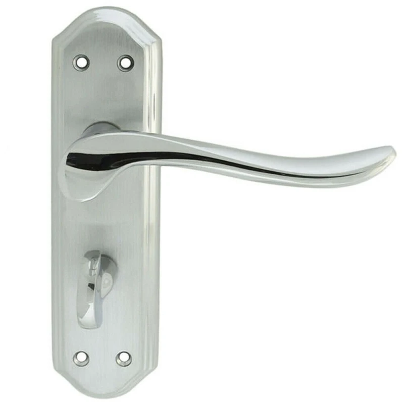 Image of Loops PAIR Curved Handle on Sculpted Bathroom Backplate 180 x 48mm Chrome Multi