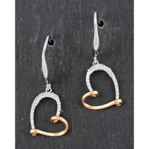 Image of Matt Platinum & Rose Gold Plated Looped Heart Earrings