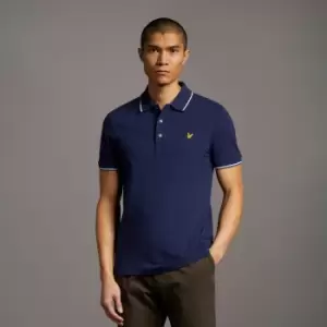 Image of Mens Tipped Polo Shirt - Navy/White - S
