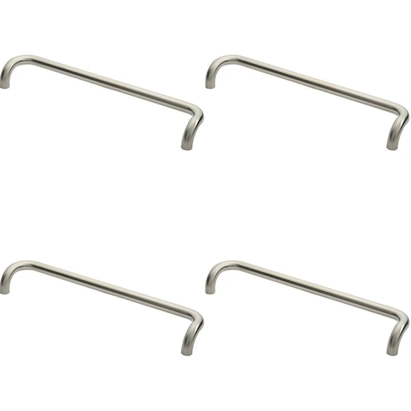 Image of Loops 4x Cranked Pull Handle 630 x 30mm 600mm Fixing Centres Satin Stainless Steel Metallics unisex