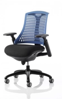 Image of Flex Task Operator Chair Black Frame With Black Fabric Seat Blue Back With Arms