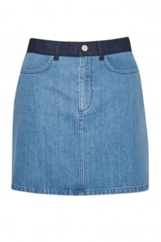 Image of French Connection Wisteria Blue Denim Mini Skirt Blue