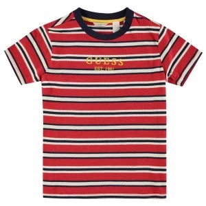 Image of Guess Stripe SS T Shirt - Red S590