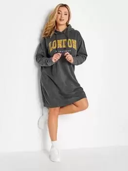 Image of Yours Ladies Logo Hoody Sweatshirt Dress - Grey, Size 20, Women