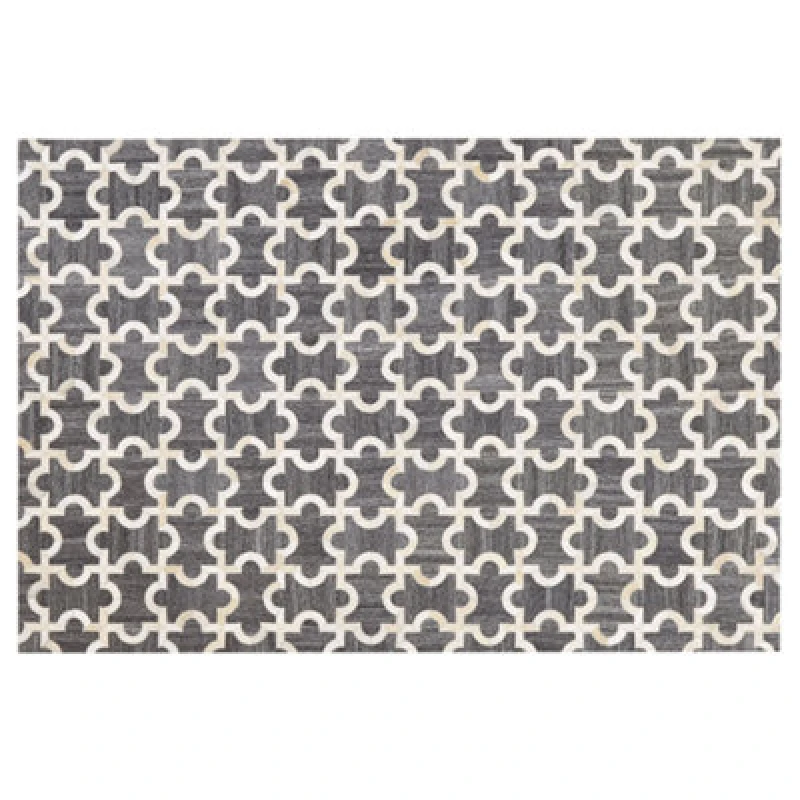 Image of Beliani Rug Yedisu Dark Grey 140 X 200 Cm Leather