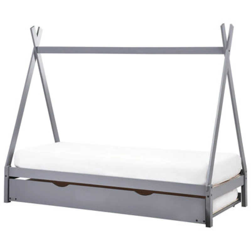 Image of Beliani Kids Trundle Bed Pine Wood Talmontiers 90 X 200 Cm (Eu Single) Grey