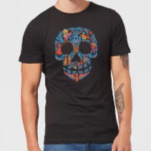 Image of Coco Skull Pattern Mens T-Shirt - Black - S