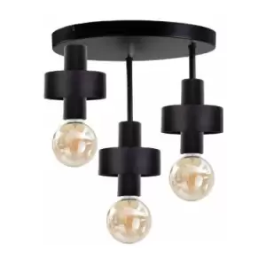 Image of Keter Unica Multi Arm Semi Flush Ceiling Light Black, 35cm, 3x E27