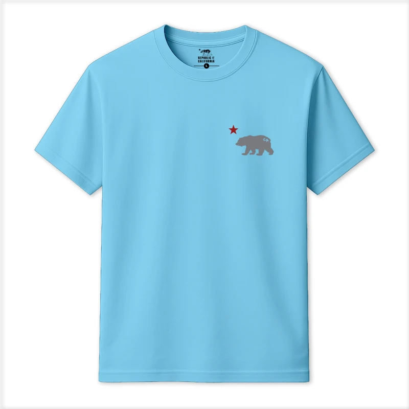 Image of Republic of California Mens Cali Bear T-Shirt in Light Blue Size: Large Light Blue Male L