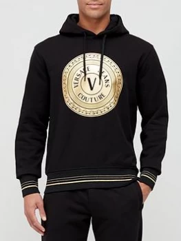 Image of Versace Jeans Couture Coin Logo Overhead Hoodie - Black