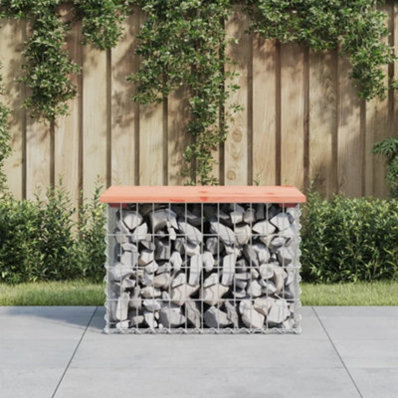 Image of vidaXL Garden Bench Gabion Design 63x44x42cm Solid Wood Douglas, Brown 834354