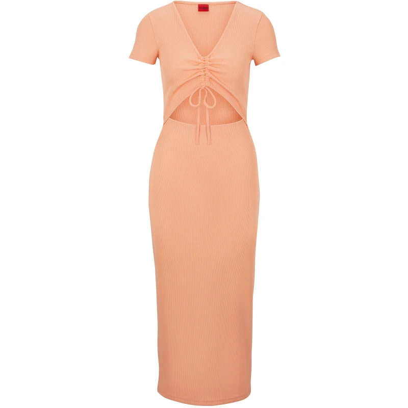 Image of Hugo Womens Nalexi Maxi Dress Pastel Orange female 10 (M)