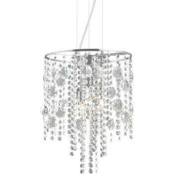 Image of Ideal Lux Lighting - Ideal Lux Evasione - 4 Light Ceiling Pendant Chrome with Crystals, G9