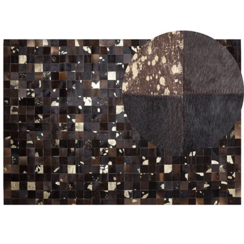Image of Beliani Rug Bandirma Brown 160 X 230 Cm Leather