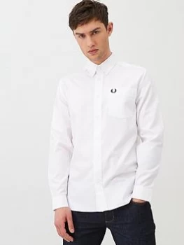 Image of Fred Perry Long Sleeved Oxford Shirt - White, Size L, Men