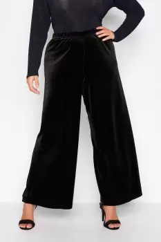 Image of Velvet Wide Leg Black Trousers