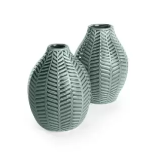 Image of Green Ceramic Leaf Inspired Vases - Set of 2 M&amp;W