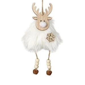 Image of Wooden And Fur Hanging Reindeer