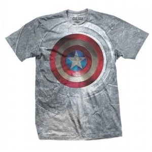 Image of Marvel Comics Captain America Civil War Shield with Sublimation Printing Mens XX-Large T-Shirt - Grey