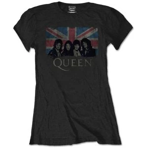 Image of Queen - Union Jack Vintage Womens X-Large T-Shirt - Black