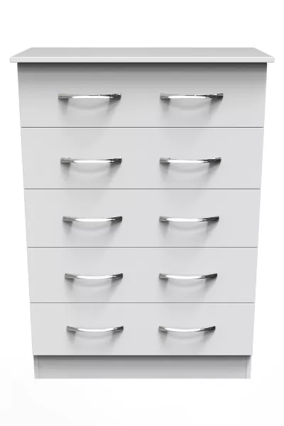 Image of Welcome Furniture Ready Assembled Avon 5 Drawer Chest In White Matt
