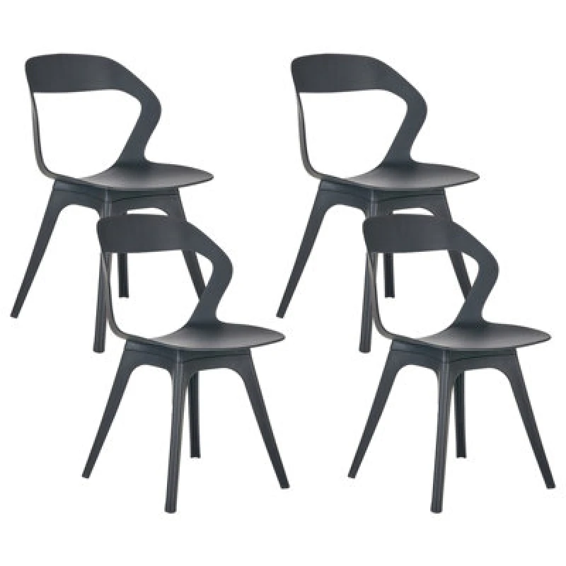 Image of Beliani Set Of 4 Garden Chairs Lachania Black