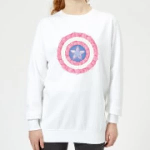 Image of Marvel Captain America Flower Shield Womens Sweatshirt - White - S