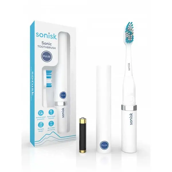 Image of Sonisk Pulse Battery Operated White Toothbrush