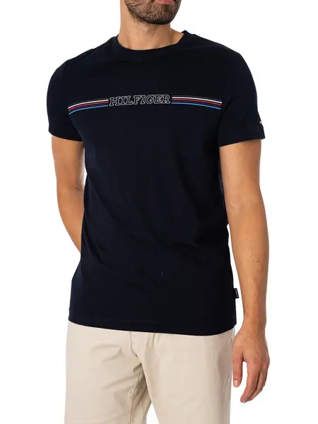 Image of Tommy Hilfiger Stripe Chest T-Shirt Desert Sky M