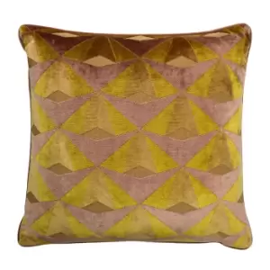 Image of Leveque Velvet Jacquard Cushion Ochre/Blush