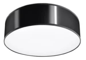 Image of 2 Light Flush Round Ceiling Light Black, E27