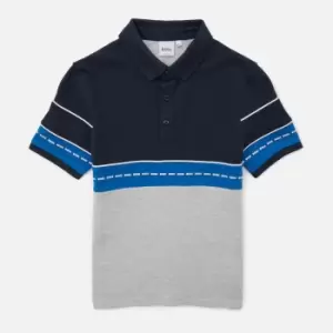 Image of Hugo Boss Boys' Short Sleeve Polo Shirt - Navy / Chine Grey - 16 Years