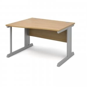 Image of Vivo Left Hand Wave Desk 1200mm - Silver Frame Oak Top