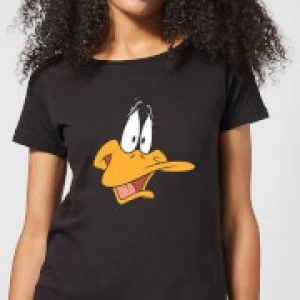 Image of Looney Tunes Daffy Duck Face Womens T-Shirt - Black - 5XL