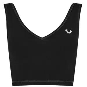 Image of True Religion Contrast Stitch Crop Top - Black