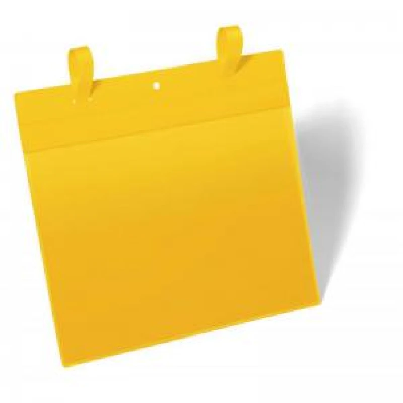 Image of Durable Durable Strap Ticket Holder Document Pocket Landscape 50 Pack A4 Yellow 175104