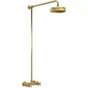 Image of Topaz Thermostatic Bar Shower Mixer and Rigid Riser Kit with Fixed Head - Brushed Brass - Hudson Reed