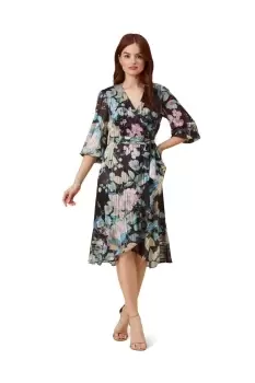 Image of Chiffon Printed Wrap Dress