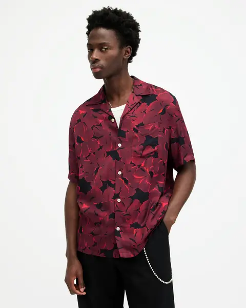 Image of AllSaints Kaza Floral Print Relaxed Fit Shirt