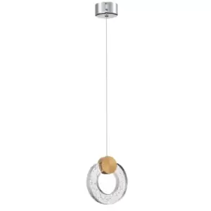 Image of Contemporary Integrated LED Pendant Ceiling 1 Light Gold, Glass