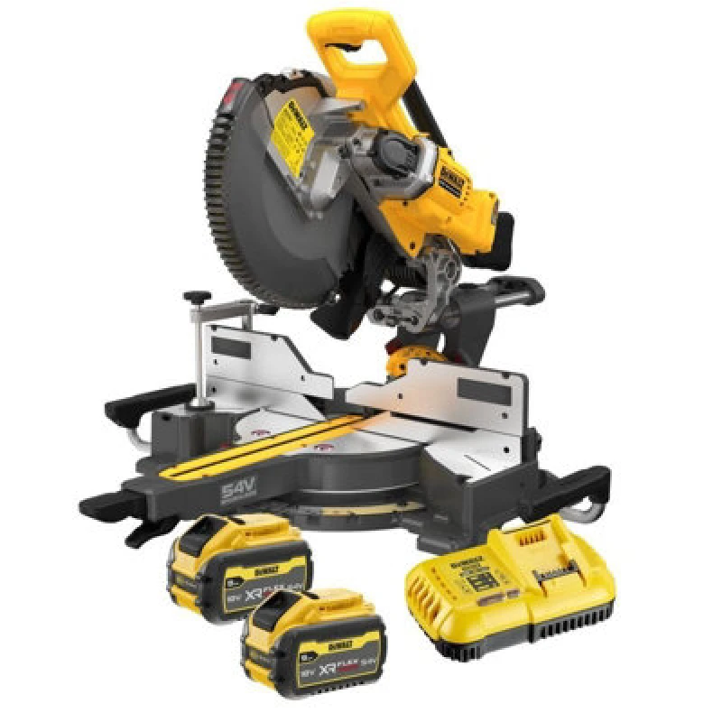 Image of DEWALT DCS781 54v XR FLEXVOLT Cordless Sliding Mitre Saw 305mm DCS781X2 Batteries: 2 x 9ah Li-ion