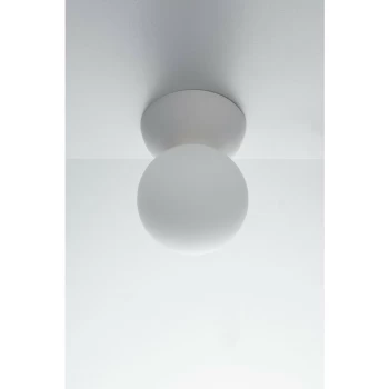 Image of Fan Europe Luce_Ambiente_Design - Plaster Globe Semi Flush Ceiling Light White, G9
